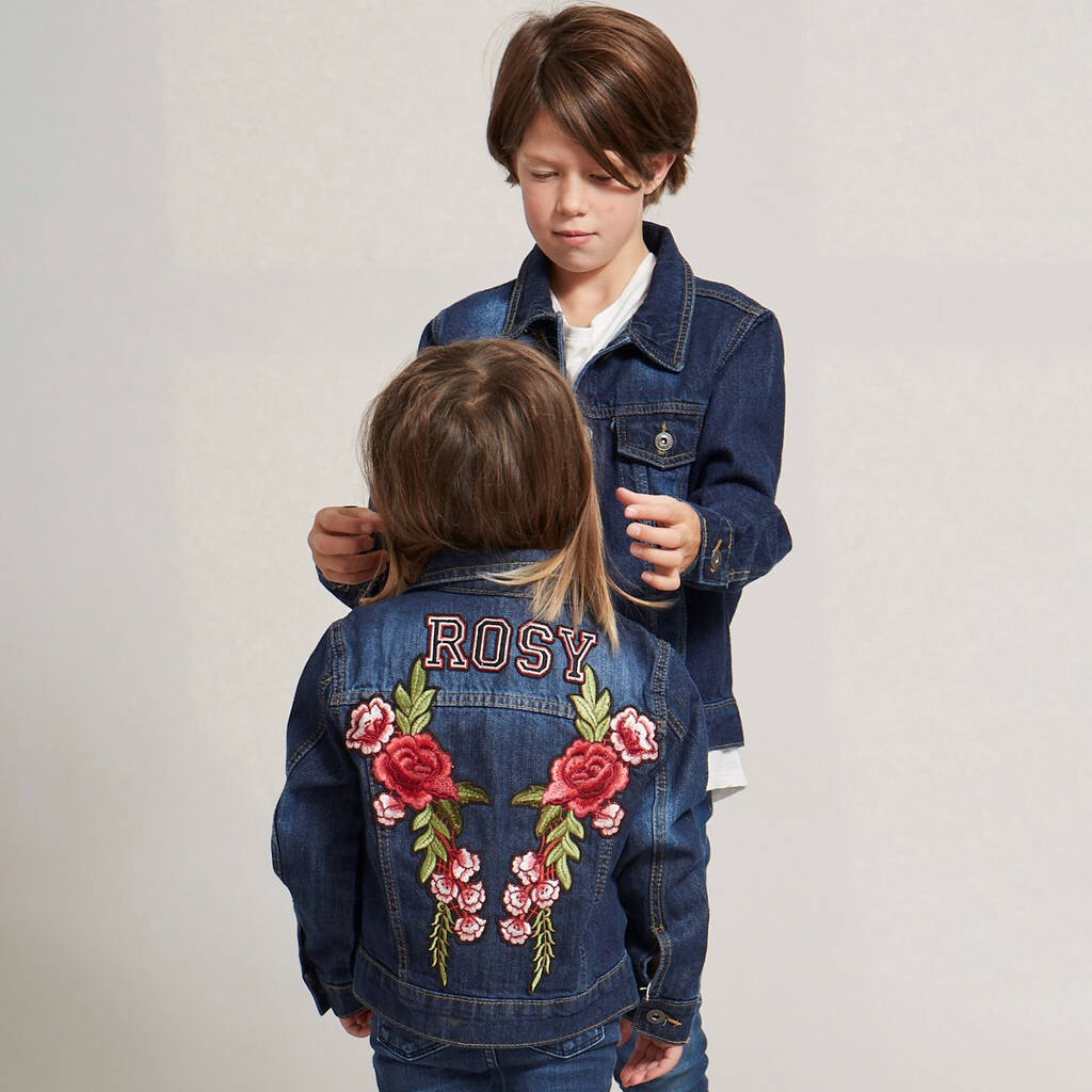 Personalised Kids Denim Jacket With Embroidered Roses, 1 of 7