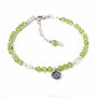 Peridot And Lotus Sterling Silver Bracelet, Natural Gemstone August Birthstone Gift, thumbnail 4 of 5