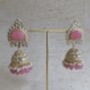 Pink Gold Kundan Jhumki Indian Earrings, thumbnail 6 of 7