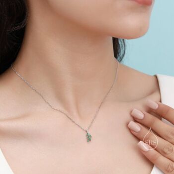 Tiny Little Cz Leaf Pendant Necklace In Sterling Silver, 8 of 12