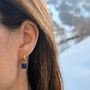 The Square Lapis Lazuli Earrings, Gold Plated, thumbnail 2 of 7