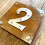 Double Layer Corten Steel House Number, thumbnail 7 of 12