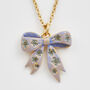 Gold Forget Me Not Bow Pendant Necklace, thumbnail 3 of 8