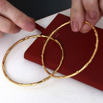 Bamboo Style 18ct Gold Plated Bangle, 2 of 7