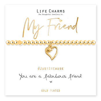 Just Because Bracelet Gift, Fabulous Friend Gold Heart Charm Bracelet Gift, 2 of 2