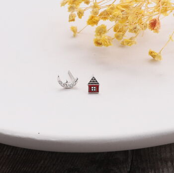 Message Bottle 'Sweet Home' Little House Earrings, 2 of 5