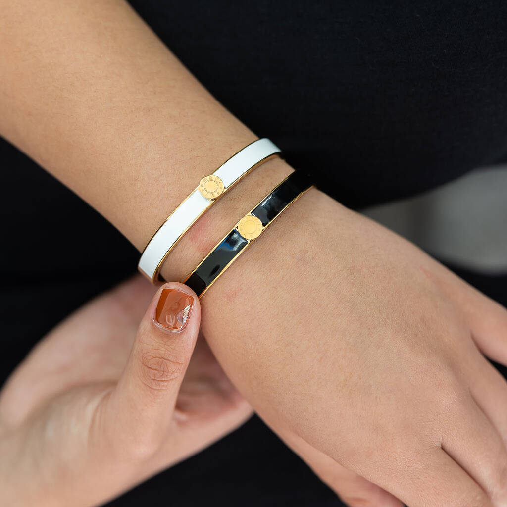 Black Enamel Roman Numeral Bangle, 1 of 3