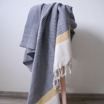 Nordic Herringbone Cotton Throw Blanket, 8 of 12