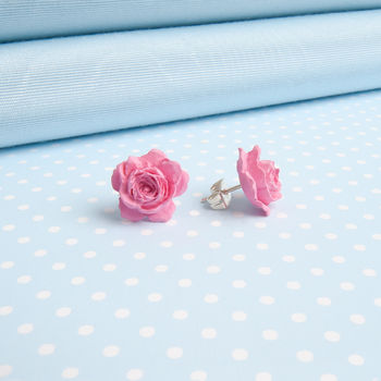 Hand Painted Rose Stud Earrings In Different Colours, 3 of 8