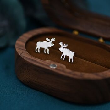 Moose Stud Earrings In Sterling Silver, 4 of 12