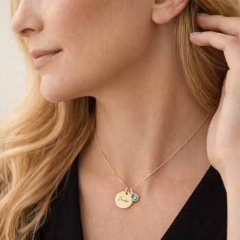 Personalised Gold Plated Sterling Silver March Birthstone Aquamarine Pendant Necklace, 11 of 11