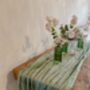 Sage Green Crinkled Cheesecloth Wedding Table Runner 3m, thumbnail 1 of 4