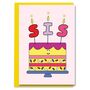 Sis Sister Birthday Candle Cake Birthday Card, thumbnail 2 of 2
