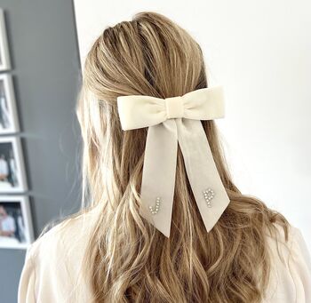 Personalised Monogram Velvet Bridal Hair Bow, 4 of 6