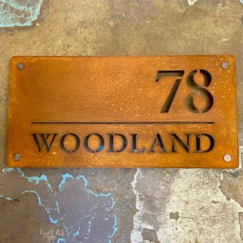 Style C Corten Steel House Name Sign, 2 of 9