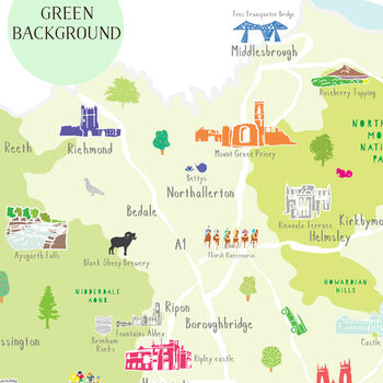 Map Of North Yorkshire Art Print, 4 of 9