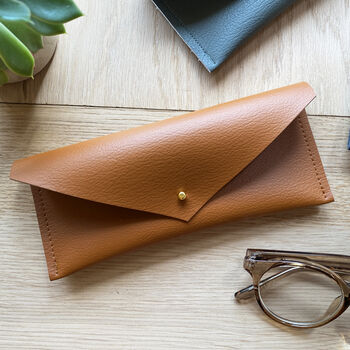 Personalised Recycled Leather Envelope Glasses Case, 5 of 8