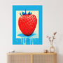 Single Strawberry Bright Fun Kitchen Wall Art Print, thumbnail 1 of 6