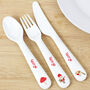 Personalised Christmas Toadstool Santa Three Piece Cutlery Set, thumbnail 1 of 3
