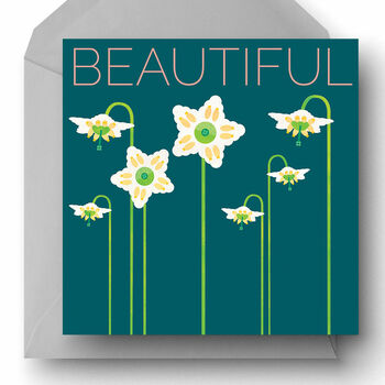 'Beautiful' Modern Florals Greetings Card, 3 of 7