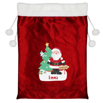 Personalised Santa Luxury Pom Pom Red Sack, 3 of 3