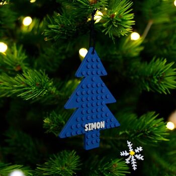 Personalised Lego Compatible Hanging Christmas Tree Ornament, 2 of 7