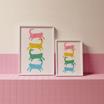 Stack Of Colourful Cats Art Print, 3 of 3