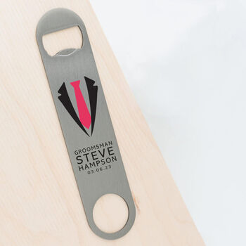 Personalised Groomsmen Best Man Metal Bottle Opener, 2 of 2