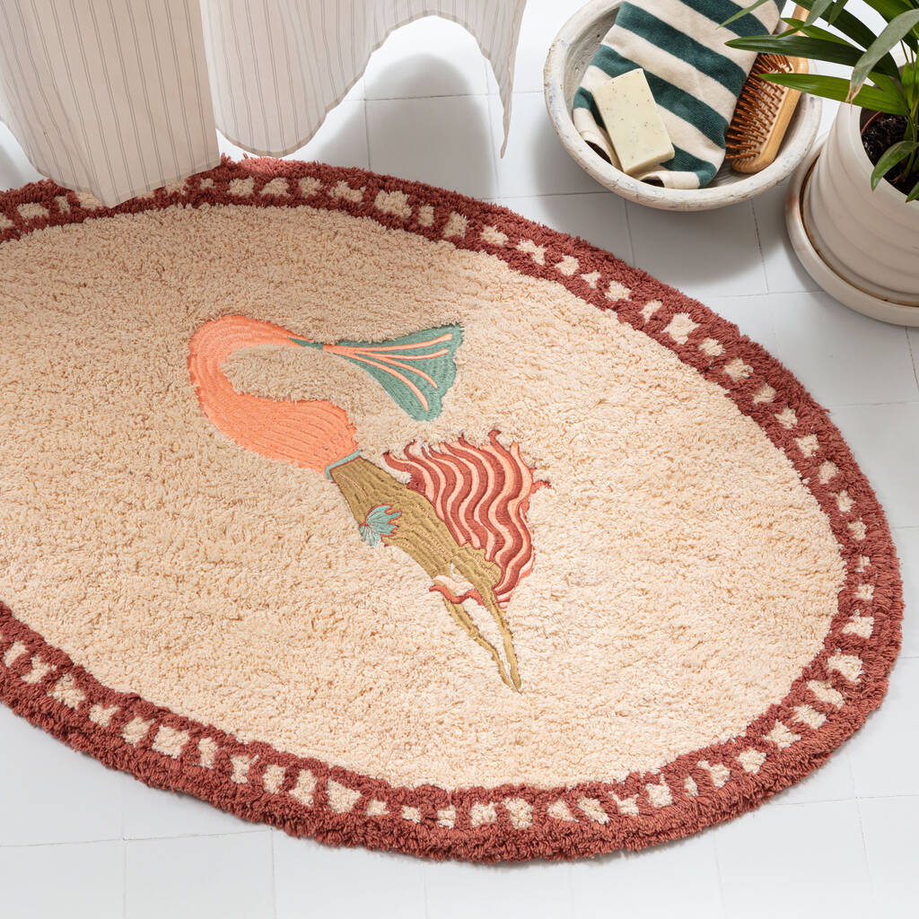 Oval Mermaid Bath Mat By Peachy Parrot