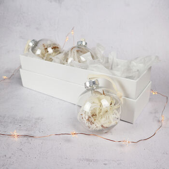 Bauble Of Dried Flowers 'Selene' White Tree Decoration, 3 of 6