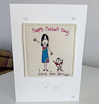 Personalised Mothers Day Card, Embroidered, 2 of 5