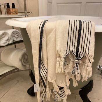 Bodrum Hammam Towel Monochrome Classic Stripe, 5 of 12