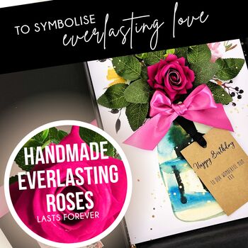 Personalised 40th Birthday Card For Her – Luxury Hot Pink Rose, Handmade 3D Scented Card, 3 of 12