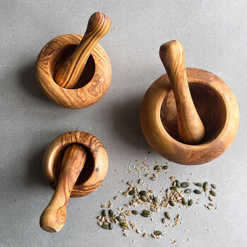 Traditional Olive Wood Pestle And Mortar, 5 of 7