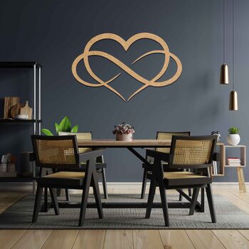 Infinity Heart Wall Art, Modern Wooden Wall Decor, 7 of 10