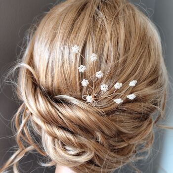 Pearl Flower Bridal Hair Pin – Gold, 5 of 5