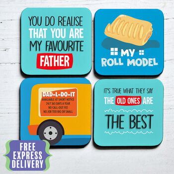 Funny Dad Themed Coaster Set For Fathers Day, 2 of 6