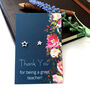 Thank You Teacher Sterling Silver Mismatched Star Earrings Gift, thumbnail 9 of 12