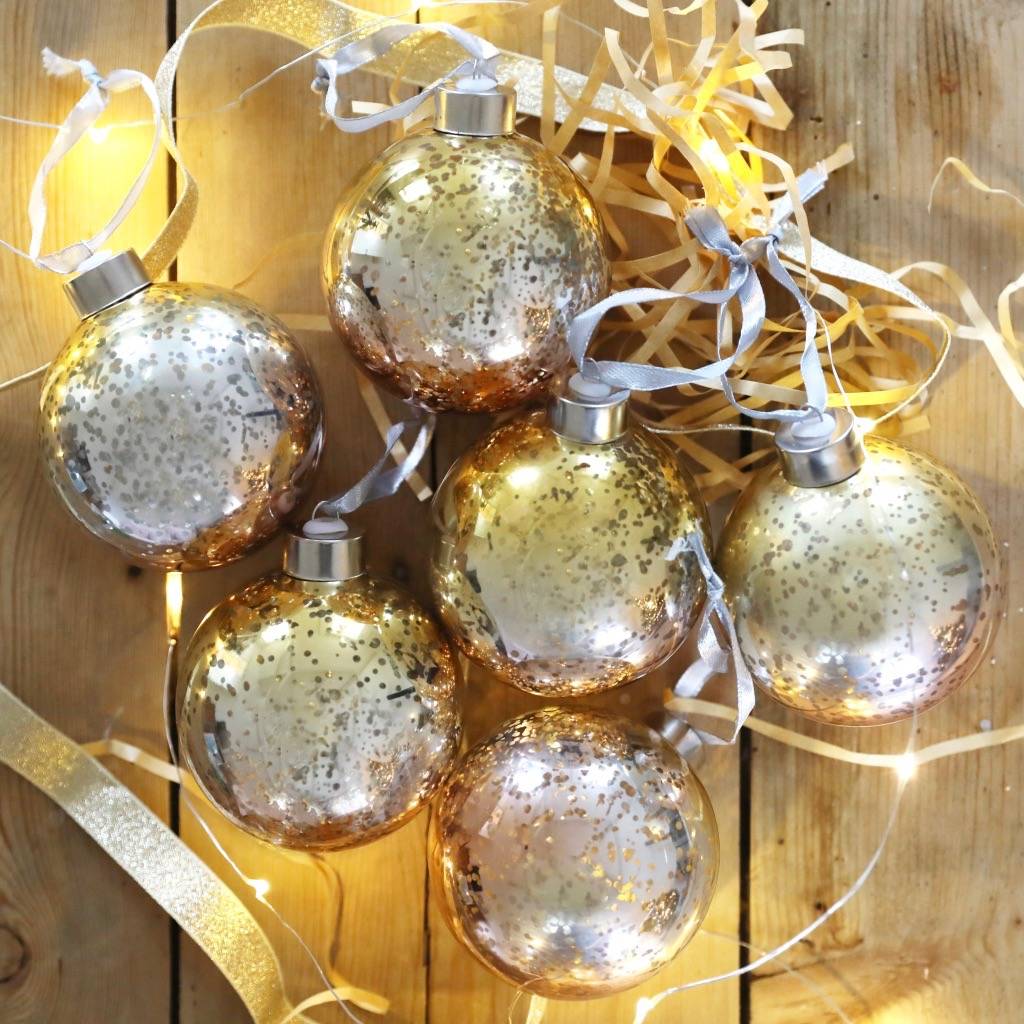 Set Of Six Metallic Ombre Baubles By Lisa Angel
