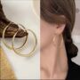 Gold Plated Polished Finish Tapered Hoop Earring, thumbnail 3 of 4