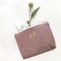 Personalised Makeup Pouch, Lavender Linen Pouch Bag, thumbnail 4 of 6