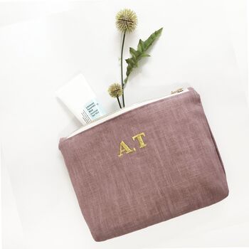 Personalised Makeup Pouch, Lavender Linen Pouch Bag, 4 of 6
