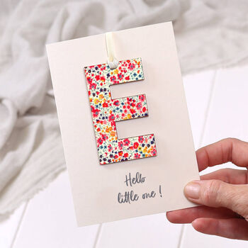 Personalised Liberty Letter Keepsake New Baby Card, 3 of 6