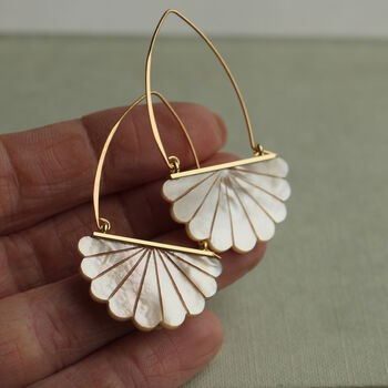 Art Deco Mother Of Pearl Hoop Earrings, 7 of 11