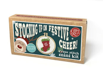Stocking Up On Festive Cheer! Christmas Mini Matchbox Cross Stitch Kit, 2 of 5