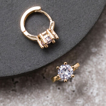 Single Stone Crystal Huggie Hoop Earrings, 5 of 5