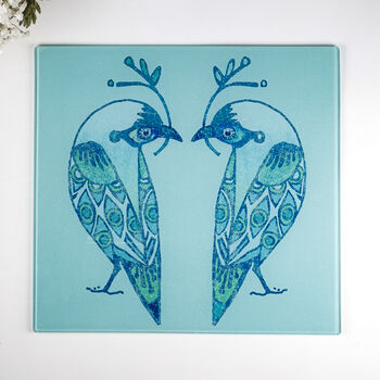 Lovebirds Aqua Turquoise Worktop Protector Cutting Board, 9 of 9