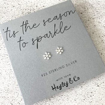 Sparkly Snowflake Sterling Silver Earrings, 7 of 11