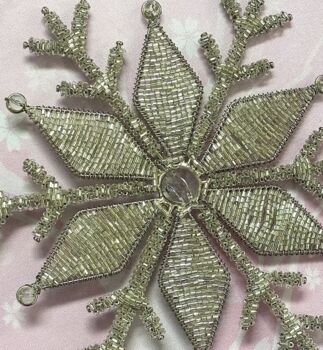 Antique Gold Glass Beaded Star Tree Topper, 2 of 5