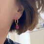 Chunky Huggie Hoop Earrings With Rubies, thumbnail 6 of 6